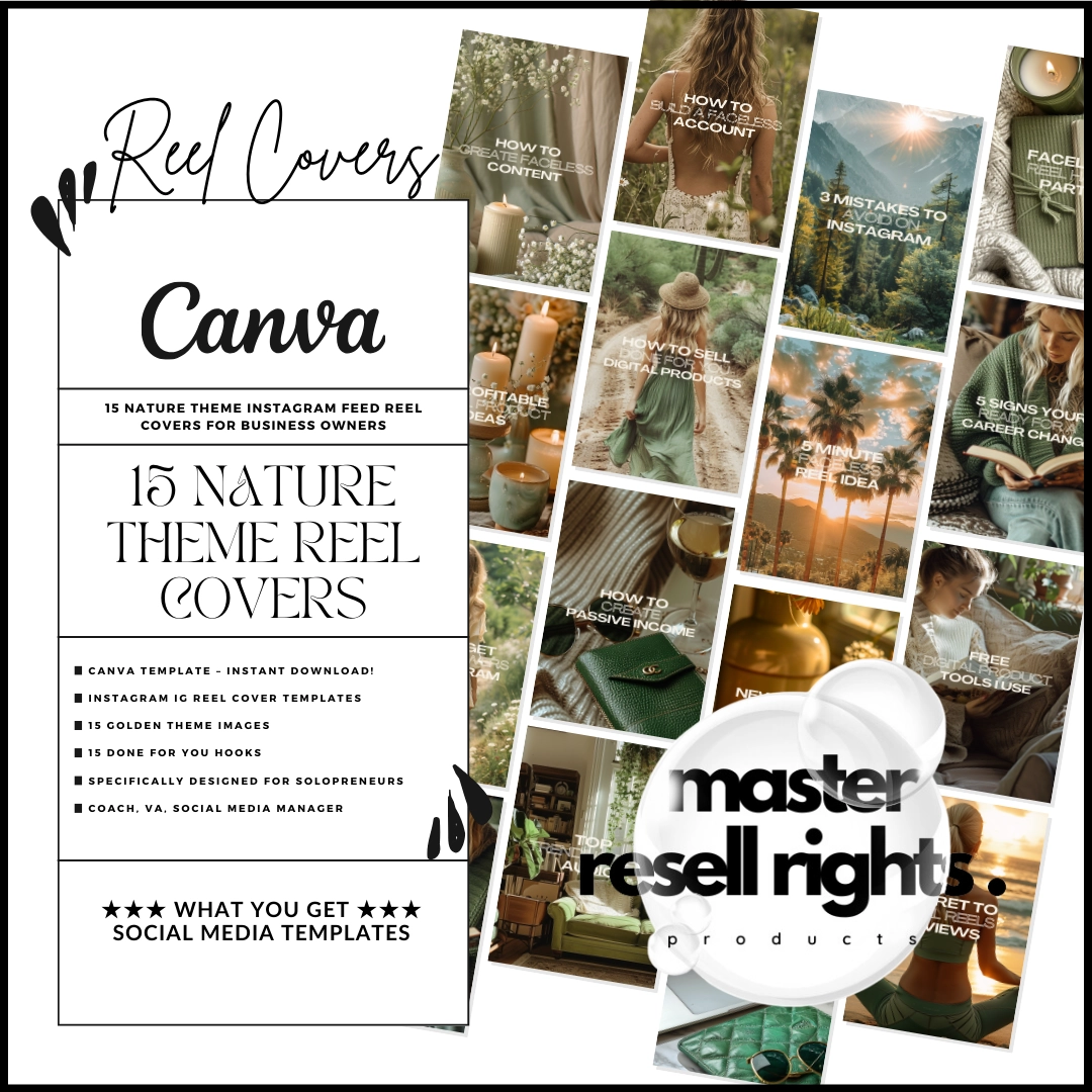 15 Nature Theme Reel Covers with Master Resell Rights