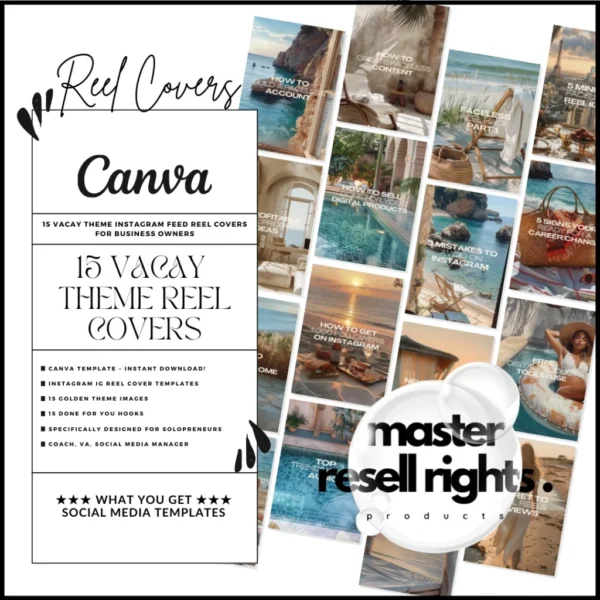 15 Vacay Theme Reel Covers with Master Resell Rights