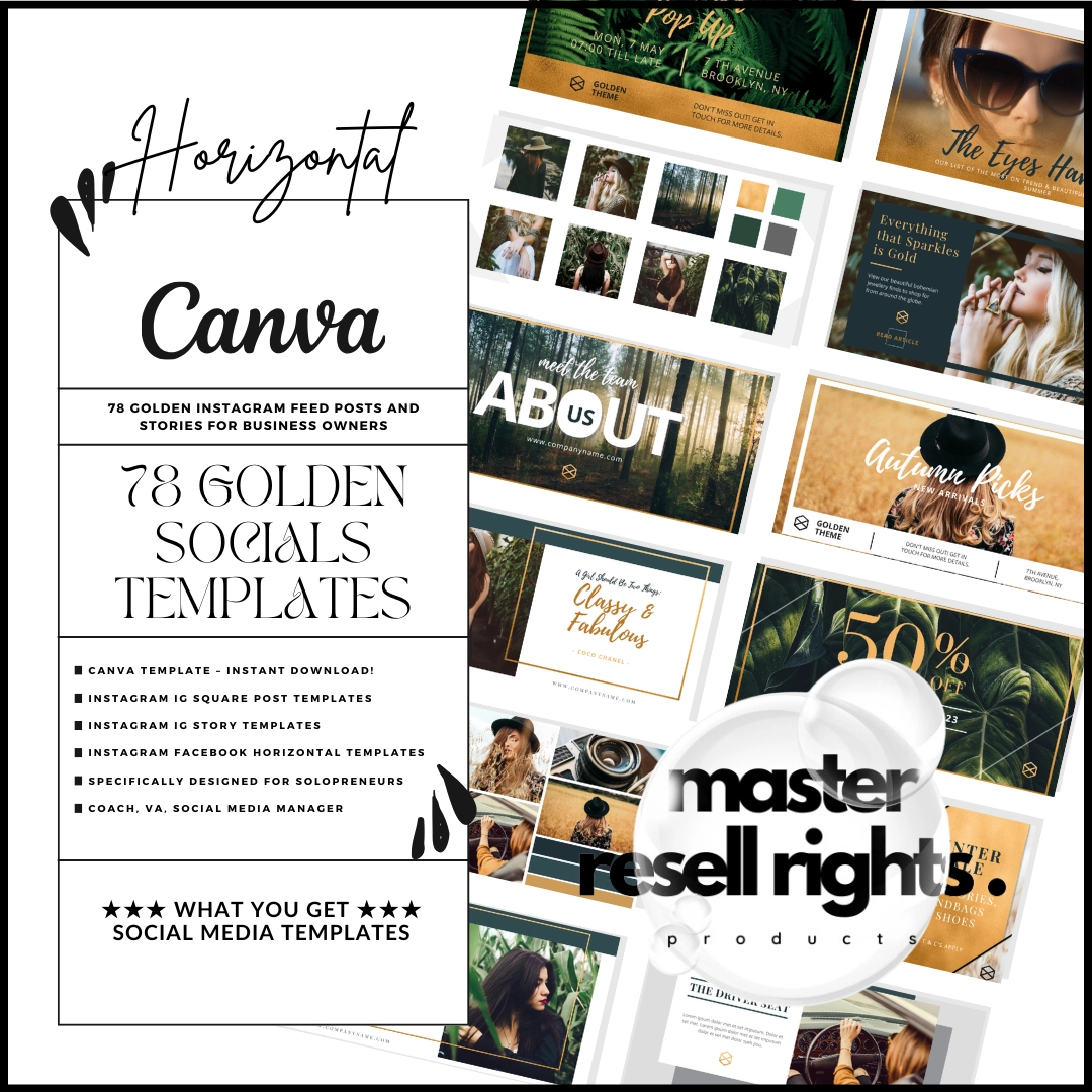 78 Golden Instagram Templates with Master Resell Rights