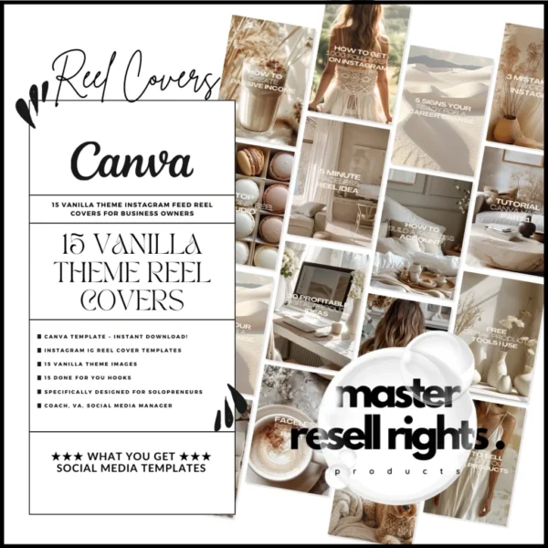 15 Vanilla Theme Reel Covers with Master Resell Rights